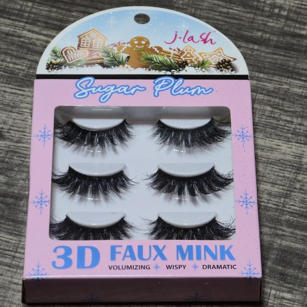 🪷4/$20 Sugar Plum 3D Faux Mink Eye Lashes 3 Pairs In Box